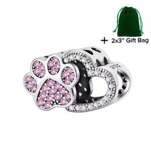 Paw & Heart Charm Bead | 925 Silver | Brand New